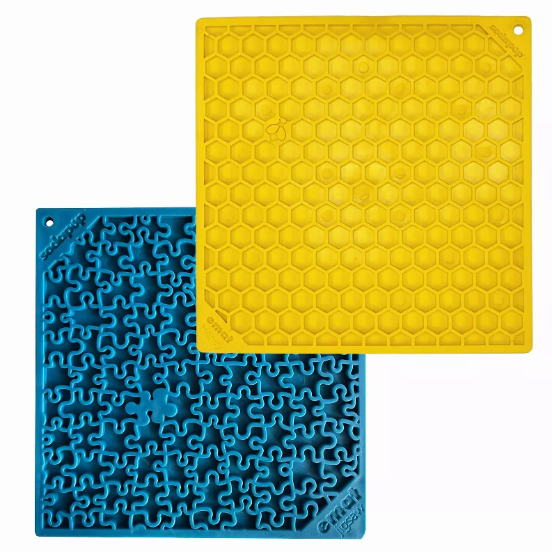 SodaPup Jigsaw & Honeycomb Lick Mat Bundle — 2 Large Mats