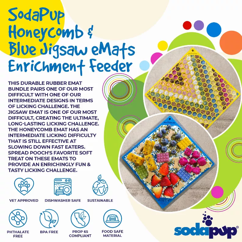 SodaPup Jigsaw & Honeycomb Lick Mat Bundle — 2 Large Mats - Image 3
